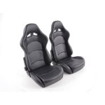 Paire de siege baquet carbon simili cuir noir inclinable coque carbone