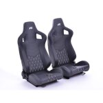Paire de siege baquet stuttgart simili cuir damier noir inclinable rabattable