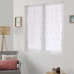 Paire de petits voilages aux broderies bicolores blanc 60x120 cm