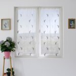 Paire de petits voilages aux broderies bicolores gris clair 60x160 cm