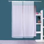 Paire de petits voilages droits finition passe tringle blanc 70x220 cm