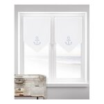 Paire de vitrages - home maison - ancre marine - 60 x 90 cm - bleu - voilage intrieur