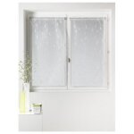 Paire de petits voilages en organza  rayures argentes blanc 45x90 cm