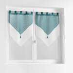 Paire de voilages duetto 60x160cm p�trole & blanc