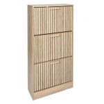 Pajan - meuble  chaussures 3 portes basculantes effet bois avec tasseaux