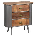 Palisso - commode 3 tiroirs bois et acier patin�