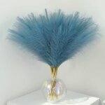 Bouquet de fleurs s�ch�es - pampas - 30 pi�ces - d�coration boh�me - couleur bleu - sans entretien