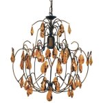 Pampilles lustre acier verre 60x60x90 cm marron et ambre Pampilles lustre acier verre 60x60x90 cm marron et ambre