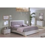 Panaca - chambre 140x190cm cr�me et bronze + leds