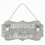 Pancarte - bienvenue  la maison - coeur - 40x19. 5x1cm - mdf - dcoration intrieure