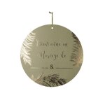 Pancarte en carton bienvenue au mariage de . . . kaki et dorure or 38 cm - vert