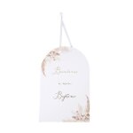 Pancarte bienvenue pampa fleur de coton 25x38cm blanc