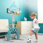 Panier de basket - ball - multisport - bleu - hauteur r�glable - pour enfants - 3 en 1