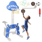 Panier de basket enfant 4en1 pied de basket en hauteur jeu de basketball avec but de football golf anneau ...