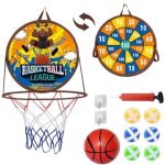 Panier basket enfant avec jeu flechette2 in 1 balles collantes et mini basket - balldouble face s�curit� ...