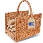 Panier � b�ches - creative home - chemin�e - osier 100% naturel - poign�es robustes - 45x30x47 cm