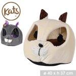 Panier pour chat - generique - design t�te - velours doux - 42x40xh37cm - gris / beige