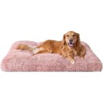 Panier chien xl 112x85cm coussin anti - stress moelleux lavable et antid�rapant peluche rose - l 112 ...