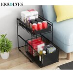 Panier coulissant porte - pices en acier  2 tages - errolves - noir - inox - cuisine - contemporain ...