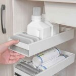 Panier coulissant sous �vier sans per�age ? support extensible pour cuisine rangement amovible sous plan ...