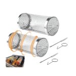 Panier � griller - inox - cylindrique - 360� roulant - acier inoxydable 304 - barbecue gaz