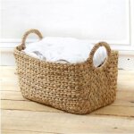 Panier en jacinthe deau avec poign�es - l40xp23xh26 - beige - 40 cm x 23 cm x 26 cm - calicosy