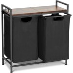 Bac  linge sale - baloveby - 2 sacs en tissu oxford amovibles - 72 x 30 x 73 cm - noir
