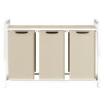 Panier � linge 3 compartiments avec �tag�re de rangement sac amovible cadre en m�tal 3 x 40 l beige