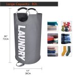 Paniers à linge 82l pliable sac à linge pliage grande capacité corbeilles à linge - gris foncé Paniers à linge 82l pliable sac à linge pliage grande capacité corbeilles à linge - gris foncé
