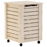 Panier � linge en bois - vidaxl - rana - 45x45x64 cm - bois de pin massif - naturel - roulette - design ...