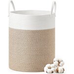 Panier � linge corbeille pour enfant panier de rangement corde en coton avec poign�es 60 l blanc et gris ...