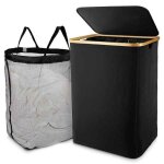 Panier � linge avec couvercle panier � linge noir avec sac � linge amovible - trieur � linge pour salle ...