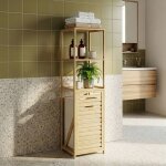 Panier � linge avec �tag�re anun 130 x 36 x 33 cm bambou effet bois