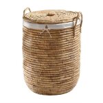 Calicosy - panier à linge avec housse en tissu et couvercle - h65 cm - marron Calicosy - panier à linge avec housse en tissu et couvercle - h65 cm - marron