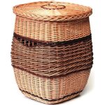 Panier � linge en osier naturel avec couvercle et anses ? corbeille � linge marron