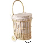 Panier  linge en osier  roulettes - marque - modle - osier - coton - accessoires de buanderie