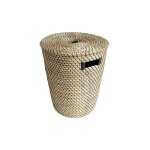 Panier � linge phuket en jonc de mer naturel tress� noir