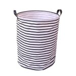 Panier  linge pliable en coton - grande capacit - blanc / noir