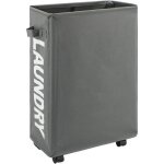 Panier � linge pliable � roulettes - mhy� - 559 cm - poign�e - gris - tissu oxford 600d - housse respirante ...