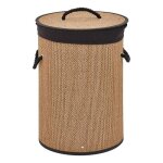 Panier � linge rond en bambou 48l stemy beige et noir - 5five