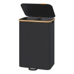 Panier � linge sale 2 compartiments avec sacs amovibles cadre en bambou buanderie chambre 150 l noir