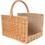 Panier en osier - creative home - range buche - 50x34x50cm - tiss  la main - intrieur en jute