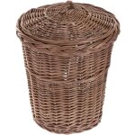 Corbeille � papier en osier avec couvercle ? gris / marron pour bureau et chambre denfant