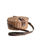 Panier en osier rond avec anses et fermeture en cuirsacs  main sacs de plage