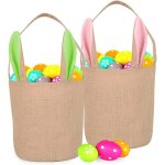 Panier de p�ques - zgeer - 2 paniers - lin �cologique - oreilles de lapin - 22 cm x 20 cm