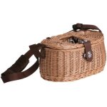 Panier de pche  crabes  bandoulire rotin et fermeture en cuir