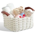 Panier de rangement en coton tress� pour salle de bain table � langer - panier de rangement empilable ...