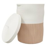 Panier de rangement avec couvercle - vidaxl - 37x50 cm - marron et blanc - coton et polyester - design ...