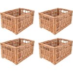 Panier de rangement - creative home - lot de 4 - rectangulaire 30x20x16 cm - osier naturel - poign�es ...