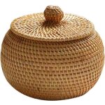 Panier de rangement en osier avec couvercle ? panier en rotin ? petite bo�te en osier ? rotin naturel ...